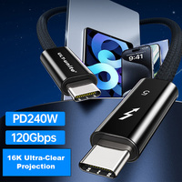 Câble de charge rapide tressé USB Type C ULT-unite Laser LOGO 240w 120 Gbps, USB-C tressé noir mâle-mâle, Thunderbolt 5