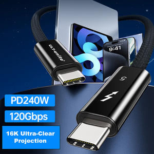 ULT-underbolt w w Gbps USB نوع c مضفر سريع من الذكور إلى الذكور كابل ثندربولت 5 أسود مضفر - Product Image 2
