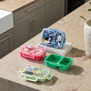 Kotak makan siang Bento untuk anak-anak, kotak makan siang lucu ramah lingkungan bebas BPA, kotak makan siang dengan tutup plastik <span class=keywords><strong>2</strong></span> kompartemen kapasitas besar - Product Image 3