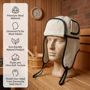 Chapeau de sauna en feutre de laine de haute qualité pour adultes - Écologique, doux et réutilisable, protection thermique et soin des cheveux - Product Image 4