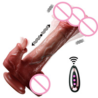 Vibrador Realista 5 en 1 con Estimulación del Punto G, Vibrador con Lengua, Vibrador con Movimiento de Empuje, Estimulador de Clítoris y Anal, Control Remoto, Pene Artificial para Mujeres