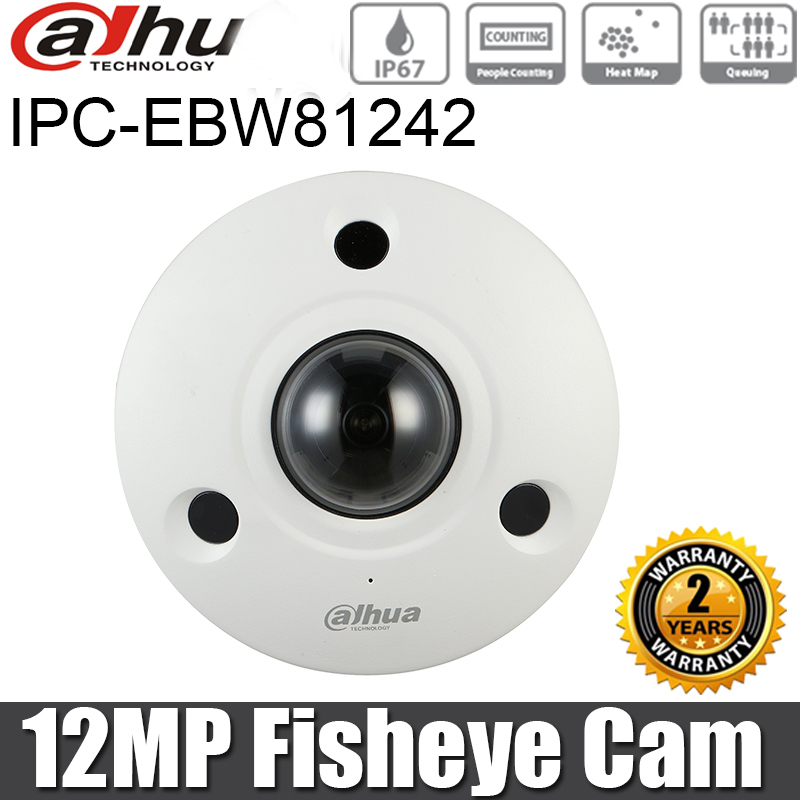 Dahua IPC-EBW81242 12MP Ultra HD Vandal-proof IR Network Fisheye Camera IP67 AI fisheye Camera replace IPC-EBW81230 ip camera