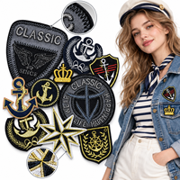 Patch brodé nautique en gros, ancre, boussole classique vintage, couronne, thermocollant ou à coudre