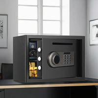 Caja de seguridad con bloqueo de código Digital, almacenamiento de dinero de acero resistente para el hogar, negocios, montaje en pared, seguridad con sistema de alarma fuerte, 2 unidades