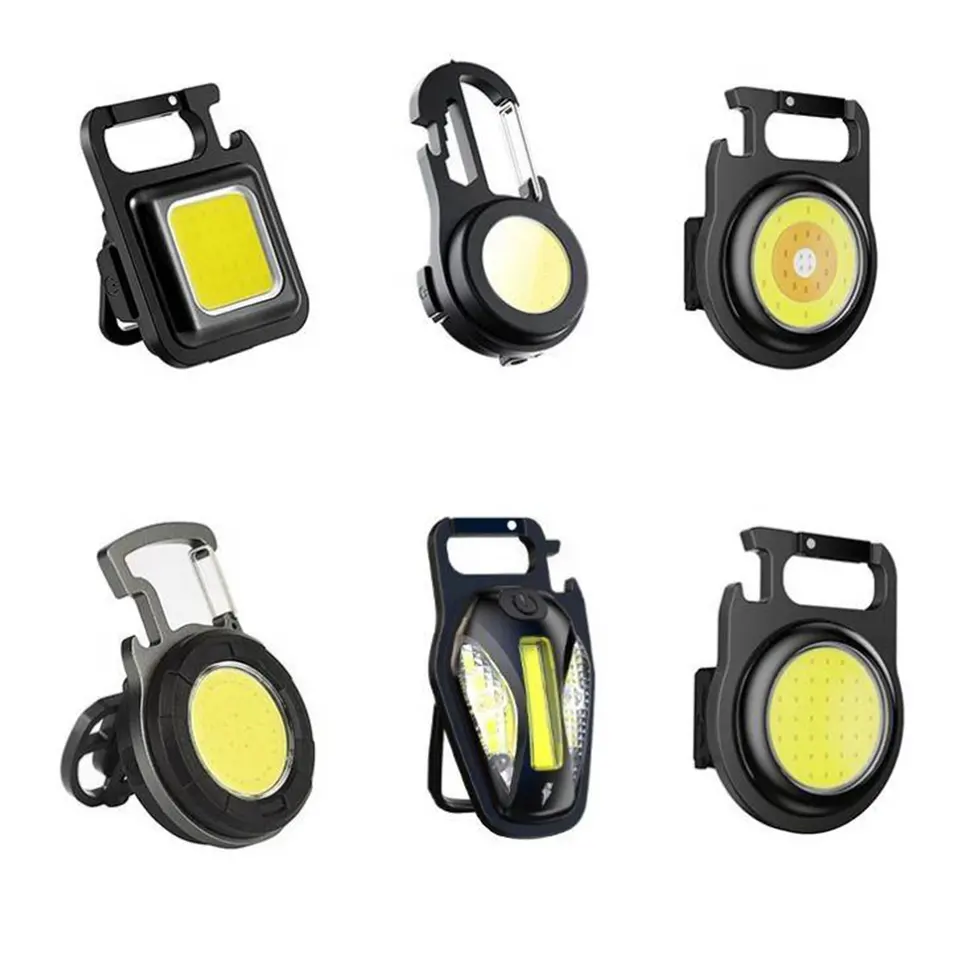 COB Portable Led Torch Light portachiavi Edc torcia ricaricabile Mini torcia portachiavi con apribottiglie