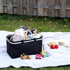 Panier de pique-nique isotherme pliable personnalisable, paniers de courses légers en tissu avec poignées, panier pliable - Product Image 4
