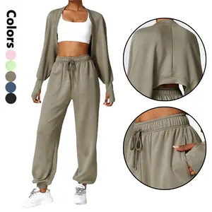 Nova moda batwing manga colete top esportes camisolas set mulheres casual wear teacksuit fitness ginásio jogger set