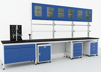 Muebles de Laboratorio Móviles con Gabinete de Almacenamiento, Mesa de Trabajo para Laboratorio Químico