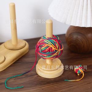 Wooden Yarn Spool Holder <b>Desktop</b> Solid Wood Rotatable Knitting Winder Base Single Axis Dual Axis Yarn Rack - Product Image 1