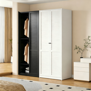 Système de placard métallique haut de gamme noir et blanc, armoire modulaire en acier pour chambre à coucher avec panneaux texturés 3D pour projets <span class=keywords><strong>d</strong></span>'appartements et de villas - Product Image 1