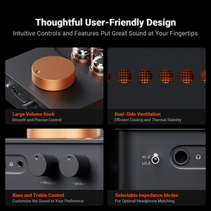 Amplificatore per cuffie a valvole Fosi Audio GR70, preamplificatore in classe A con valvole 5654W*2 e jack da 6,35 mm - Product Image 3