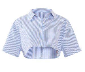 Top corti casual con tasche, sexy, <span class=keywords><strong>a</strong></span> maniche corte, camicie da ufficio per <span class=keywords><strong>donna</strong></span>, bluse <span class=keywords><strong>blu</strong></span> <span class=keywords><strong>e</strong></span> <span class=keywords><strong>bianche</strong></span> per <span class=keywords><strong>donna</strong></span>, <span class=keywords><strong>camicia</strong></span> <span class=keywords><strong>a</strong></span> <span class=keywords><strong>righe</strong></span> <span class=keywords><strong>blu</strong></span>, t-shirt da <span class=keywords><strong>donna</strong></span> personalizzata - Product Image 5