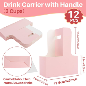 Custom Biodegradable Kraft Paper <b>Disposable</b> Drink Carrier with Custom Logo Take Away Hot Coffee Tea <b>Cup</b> Holder and Handle - Product Image 2