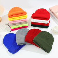Bonnet d'hiver tricoté unisexe en acrylique avec revers, personnalisé avec logo en cuir, pour hommes et femmes, vente en gros