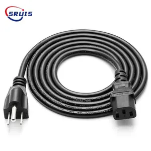 Fuente no polarizada 2 pines Core Ac Nispt 18Awg Cable de alimentación americano con enchufe C7