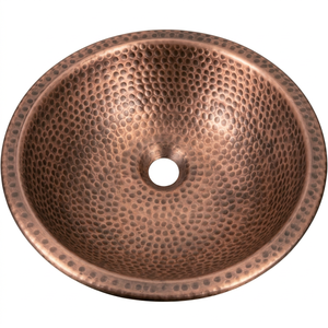 Handmade Hammered Copper Undermount Bathroom Sink Premium <b>Round</b> Wash <b>Basin</b> for Luxury Vanity Installation - Product Image 1