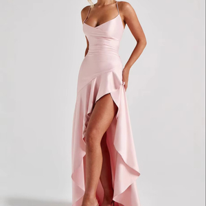 Vestido Largo de Verano 2026, Sexy, con Tirantes, Espalda Descubierta, Borde con Volantes, Cintura Alta, Transpirable, Venta al Por Mayor - Product Image 1