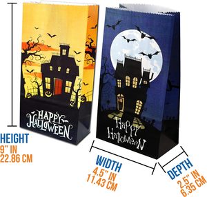 Bolsas de papel para Halloween con fondo cuadrado, diseño de <span class=keywords><strong>Castillo</strong></span> personalizado, comida horneada, regalos de dulces festivos personalizados - Product Image 2