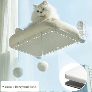 2026 Yongbao Neue Luxuriöse Niedliche Stabile Exklusive Katzenhängematte Katzenfensterbett-Design mit Flauschigen Bällen Direkt ab Werk Großhandel - Product Image 4