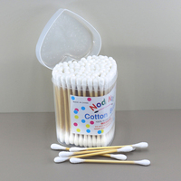 100 cotons-tiges en coton en forme de cœur, emballage en boîte, logo personnalisé, bâtonnets en bambou et bois biologiques de qualité supérieure, cotons-tiges multi-usages pour les oreilles
