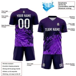 เสื้อฟุตบอลแบบกำหนดเองสำหรับผู้ใหญ่ คอวี ระบายอากาศได้ดี พิมพ์ลายตามสั่ง พร้อมชื่อทีม เบอร์ เลข โลโก้ ชุดฟุตบอลส่วนตัว - Product Image 3