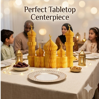 Ensemble de décoration de mosquée en papier nid d'abeille de luxe, certifié CE, décoration de table islamique portable pour la célébration de l'Aïd