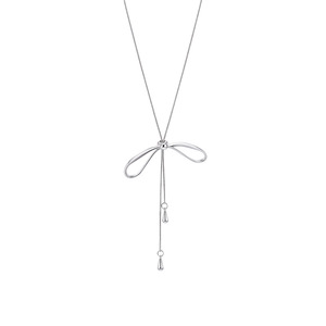 DINLE Women's <b>Bow</b> Tassel Necklace Adjustable Zinc Alloy Sweater Chain Leisure <b>Gift</b> Accessory - Product Image 3