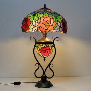 LongHuiJing Eco-Friendly Modern Flexible Simple Classic European 16-Inch Dome Stained Glass LED Adjustable Decorative Table Lamp - Product Image 1