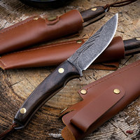 Couteau MSG51R Petty Gravé, Lames Forgées Noires, Couteau à Servir pour Agneau Bouilli Mongol, Manche en Bois Monzo, Couteau Utilitaire Portable
