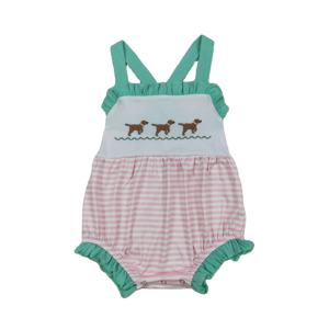 Ropa de bebé RTS Boutique: Pelele burbuja estampado para niñas, lindo mono de algodón y elastano con cremallera, tela de estambre. - Product Image 1