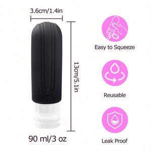 Kit de voyage écologique anti-fuite approuvé avec logo personnalisé, 90 ml, quatre pièces, flacons de toilette en silicone rechargeables pour avion - Product Image 3