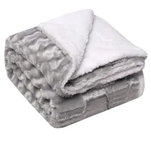 Couverture électrique confortable en fausse fourrure, plaid décoratif de luxe, en molleton Sherpa doux pour canapé