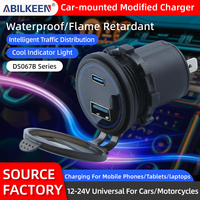 Adaptateur de chargeur USB-C double QC 3.0 avec prise de courant USB-A PD 12/24 V pour camping-car, voiturette de golf, moto marine, avec couvercle