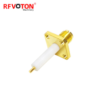 Conector coaxial Rf de montaje en panel de brida de cuatro orificios hembra SMA chapado en oro