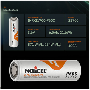 CALH 60A Molicel New <strong>Battery</strong> INR-21700-P60C 6000mAh 3.6V 60A Molicel 21700 P60C for <strong>Drone</strong> <strong>Battery</strong> Pack Power Tools EV Hypercars - Product Image 2