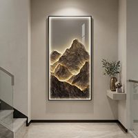 Lampe murale LED en céramique cristalline - Grande éclairage vertical - Décoration rétroéclairée paysagère naturelle moderne, luxueuse et minimaliste