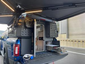 <span class=keywords><strong>Caravana</strong></span> Mini Moderna Ligera con Luz LED, Puerta Trasera Deslizable de Aluminio para Acampar al Aire Libre, Fácil Instalación, Camper para Camioneta - Product Image 2