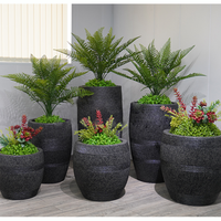 Pots de jardin et jardinières ronds en fibre de verre, grandes jardinières d'extérieur modernes, moules en fibrociment pots de fleurs