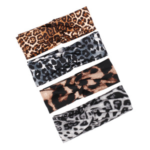 Casual Leopard Print <b>Headbands</b> for Kids Wide Elastic Makeup Bath Bandanas Polyester Material - Product Image 1
