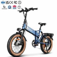 Vélo électrique pliable à pneus larges RS-A02 20 pouces pour 25 km/h, batterie intégrée 48V 15Ah, avec suspension