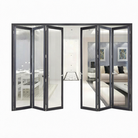 Portes et fenêtres pliantes verticales en aluminium au design moderne, résistantes aux ouragans, en acier inoxydable, avec verre feuilleté extérieur