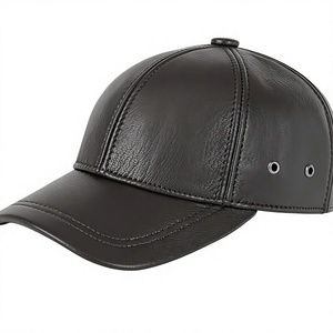 Autumn <b>Winter</b> Warm Brown Leather Baseball <b>Cap</b> Windproof Soft Leather Dad Hat <b>Men</b> Outdoor Thermal Leather <b>Cap</b> Wholesale - Product Image 1