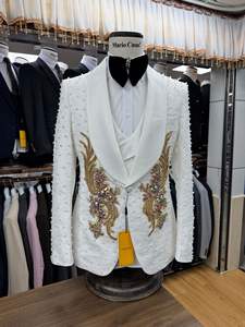 Trajes de negocios personalizados chal solapa de un solo pecho 3 piezas Slim Fit hombres traje boda traje de Graduación - Product Image 6