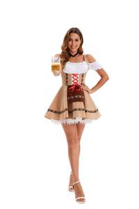ชุดเดรส bavaria Oktoberfest dirndl สำหรับผู้หญิงชุดคอสตูมสำหรับดื่มเบียร์ชุดแฟนซี S-3XL ขนาดสำหรับเทศกาลปาร์ตี้เบียร์ - Product Image 2