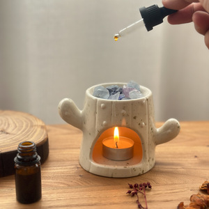 Quemador de Aromaterapia de Porcelana con Forma de Cactus, Calentador de Aceites Esenciales, Fundidor de Cera, Quemador de Incienso con Forma de Planta, Estilo Minimalista - Product Image 4
