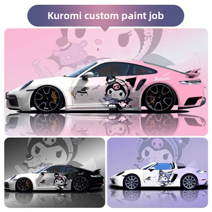 ฟิล์มเปลี่ยนสีรถยนต์ วัสดุ PET ลายเพ้นท์แบบกำหนดเอง หุ้มรถทั้งคัน ลายการ์ตูนสองมิติ ดีไซน์ Labubu - Product Image 2