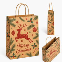 Sacs cadeaux en papier kraft personnalisés pour Noël avec poignées, sacs d'emballage pour les cadeaux de fête, vente au détail