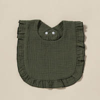 Bavoirs de bébé en mousseline de coton pour bébés Bandana bavoir mousseline unie à volants nouveau-né fille garçon bave bavoir teetching bavoir avec boutons-pression