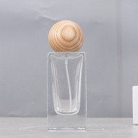 Botol Semprot Parfum Kosong Kaca 50ml Portabel Kelas Atas dengan Tutup Bambu, Botol Parfum Sub-Botol, Sablon