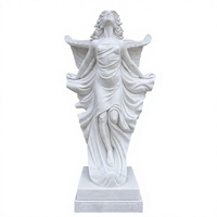Statue d'ange en marbre, figure féminine ailée sculptée en marbre blanc, sculpture de jardin pour la décoration de la cour, du hall de la villa
